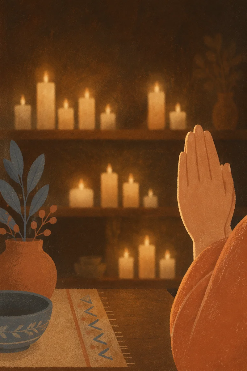 Candlelit Hands Folded in Quiet Prayer