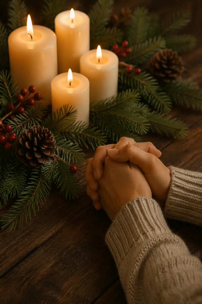 Praying Hands by Evergreen Candlelight