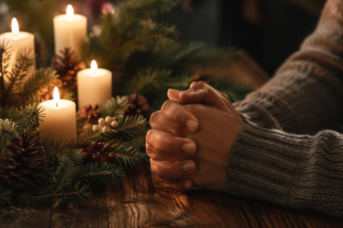 Praying Hands by Evergreen Candlelight