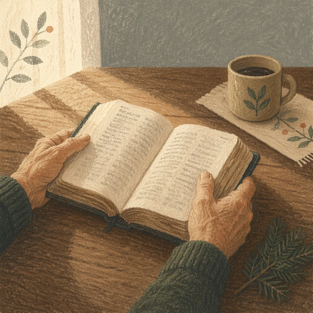 Older Hands Holding Worn Bible