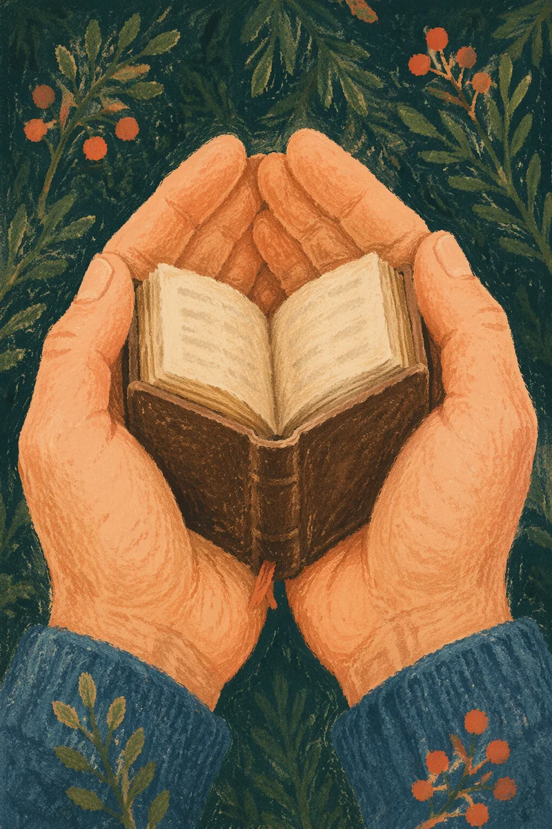Hands Gently Holding a Worn Bible