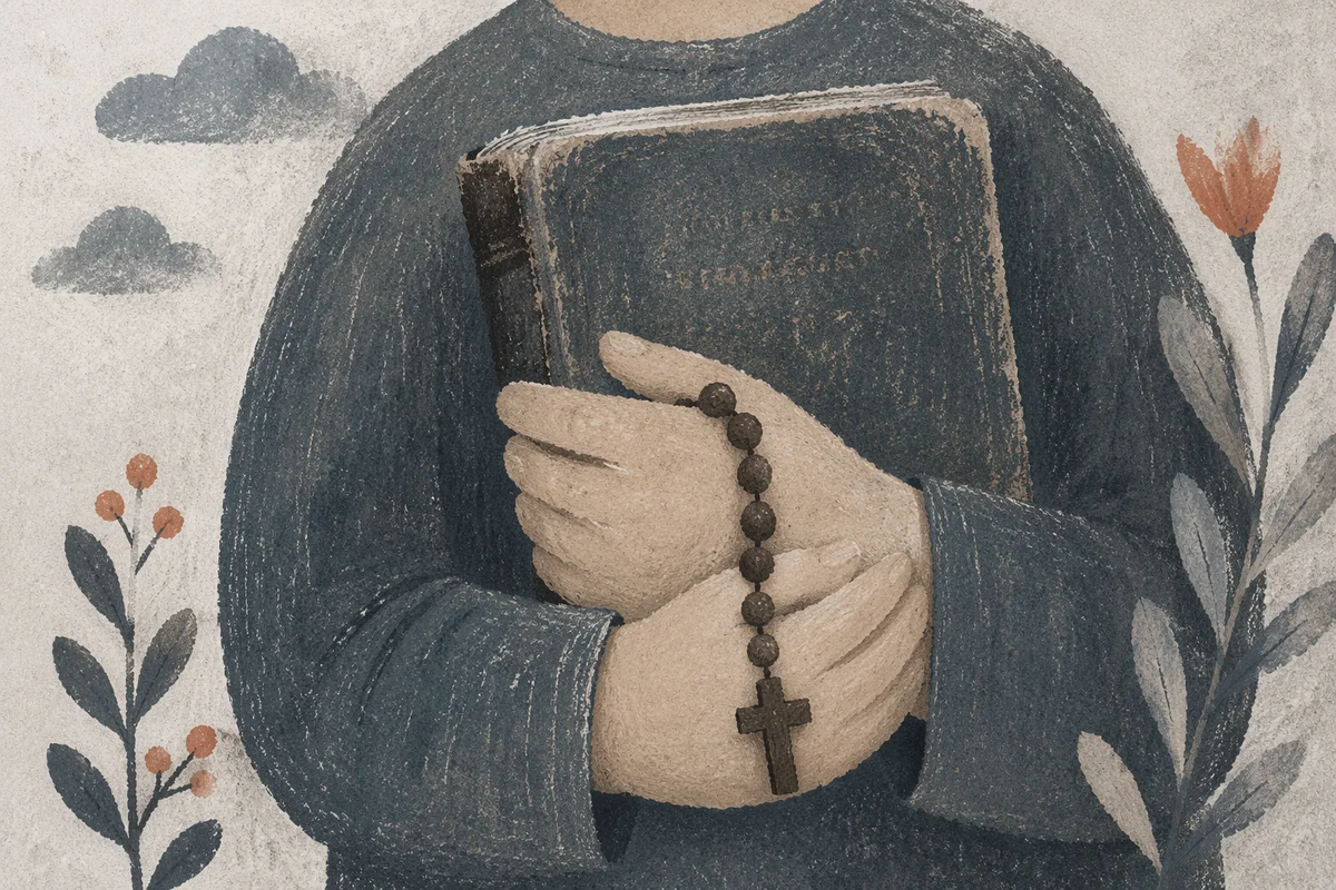 Reverent Hands Holding Worn Bible Close-Up