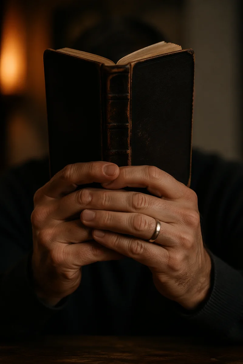 Hands Holding Bible in Warm Contemplative Light