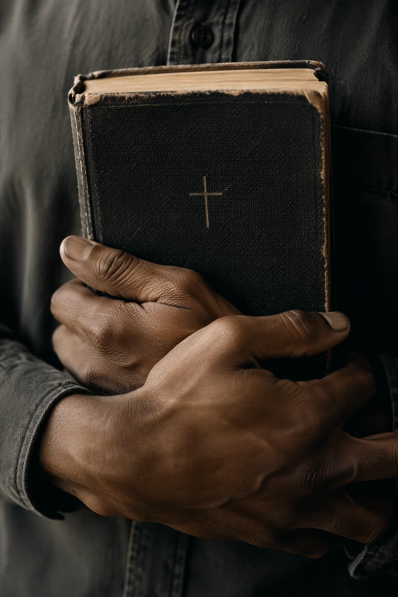 Reverent Hands Holding a Worn Bible