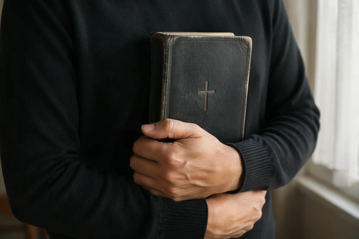 Hands Holding Bible in Quiet Devotion