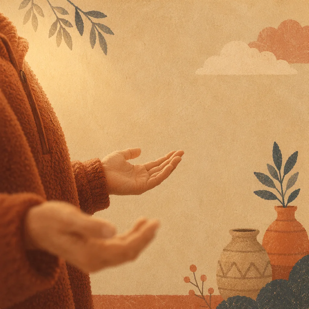 Open Hands in Warm Prayer Light