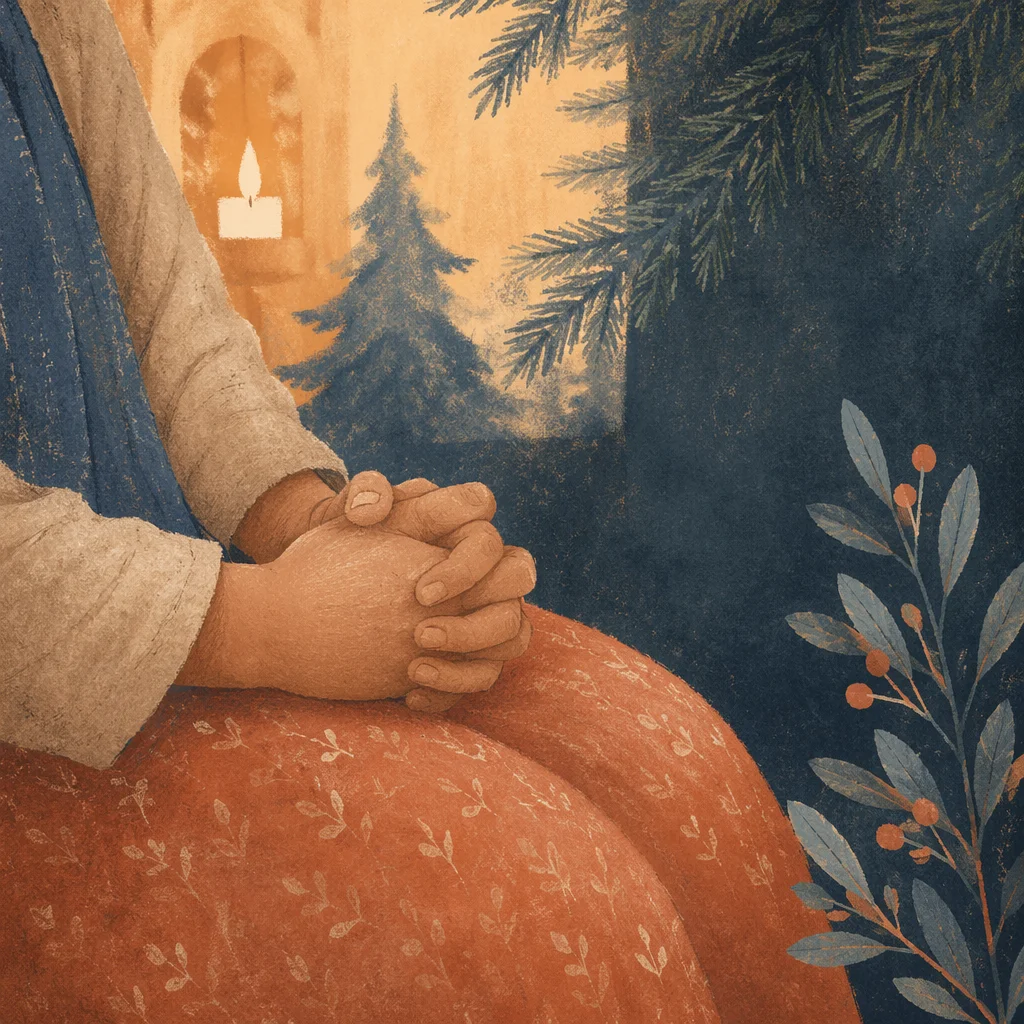 Praying Hands in Evergreen Chapel Light