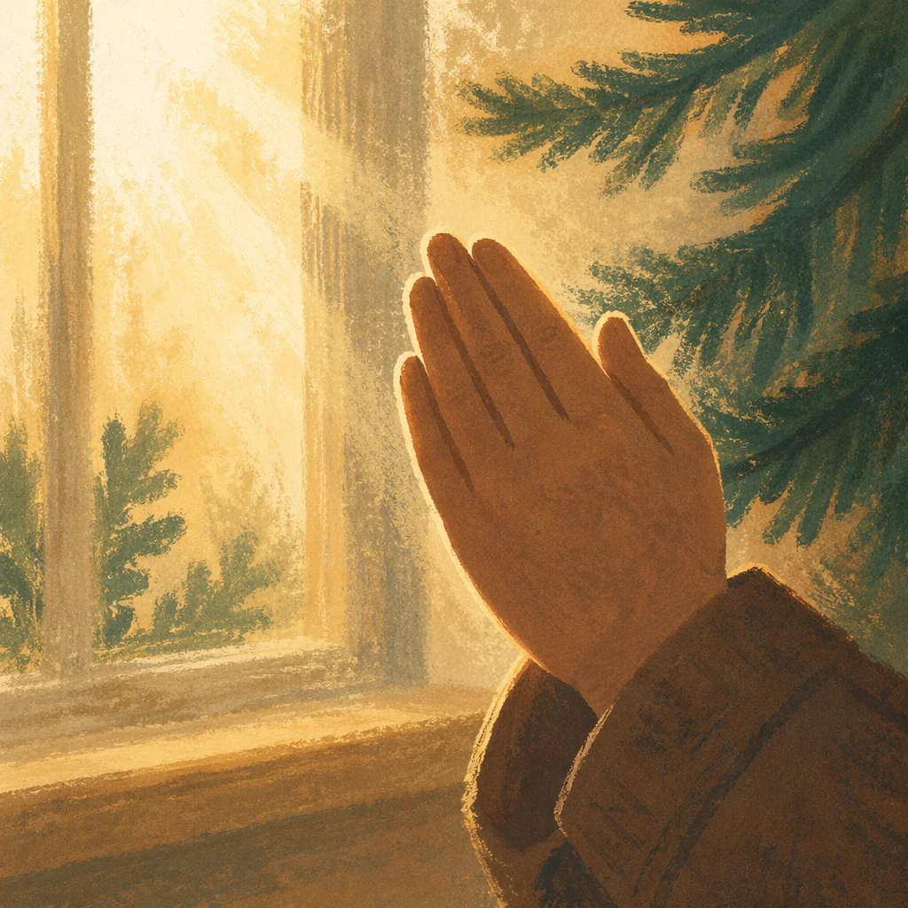 Praying Hands in Soft Evergreen Morning Light