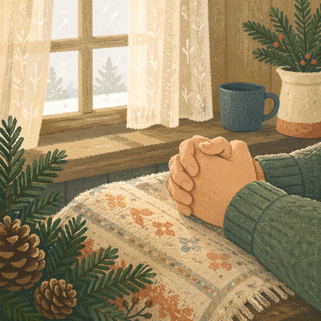 Praying Hands by Evergreen Window Light
