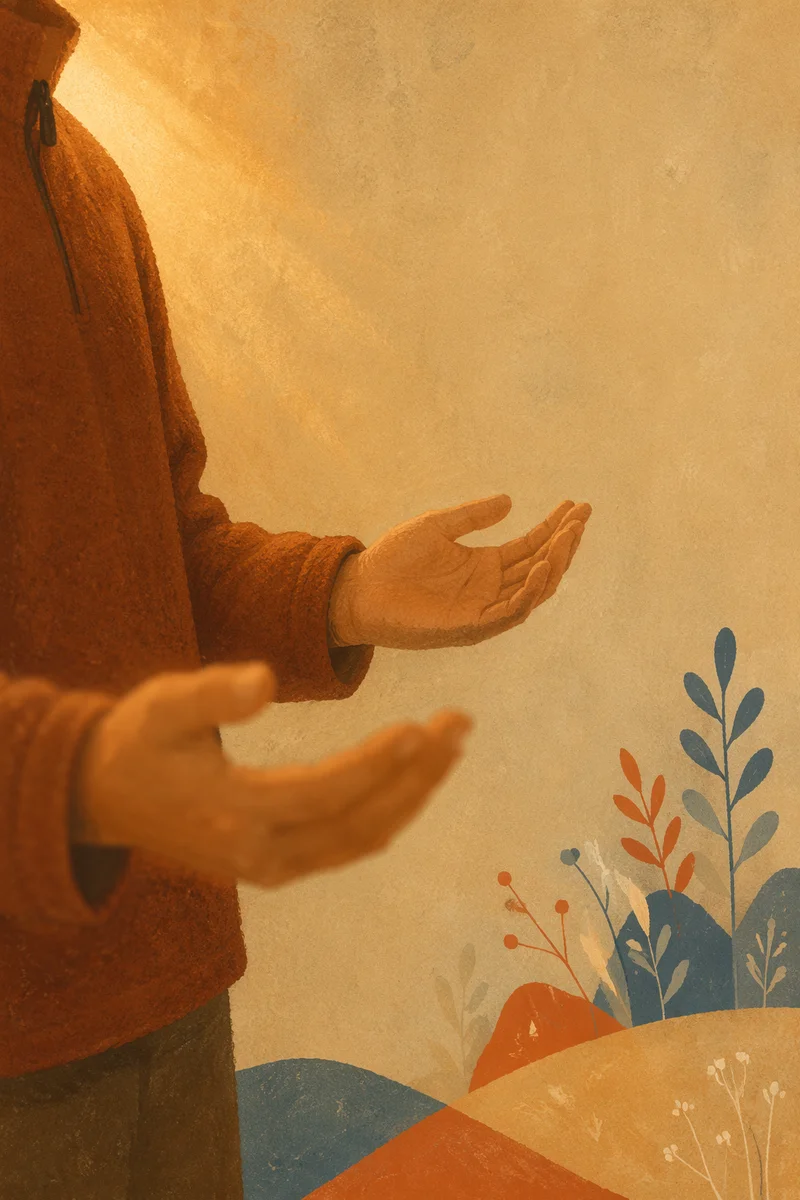 Open Hands in Warm Prayer Light