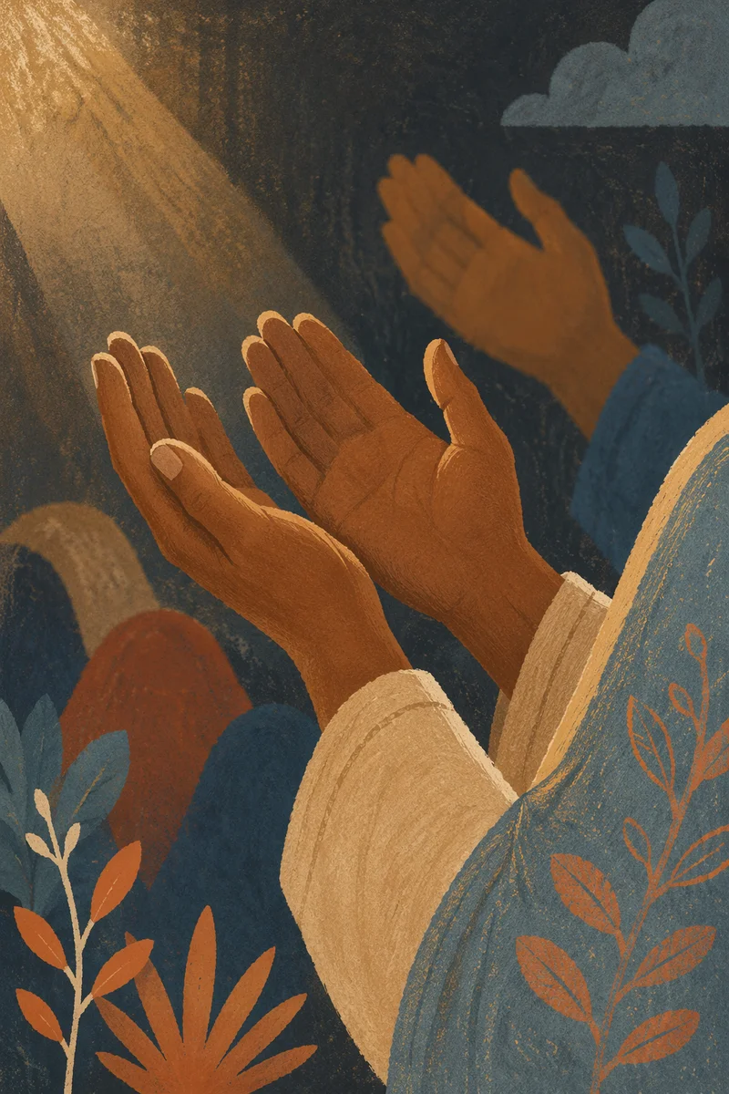 Open Hands in Soft Prayer Light