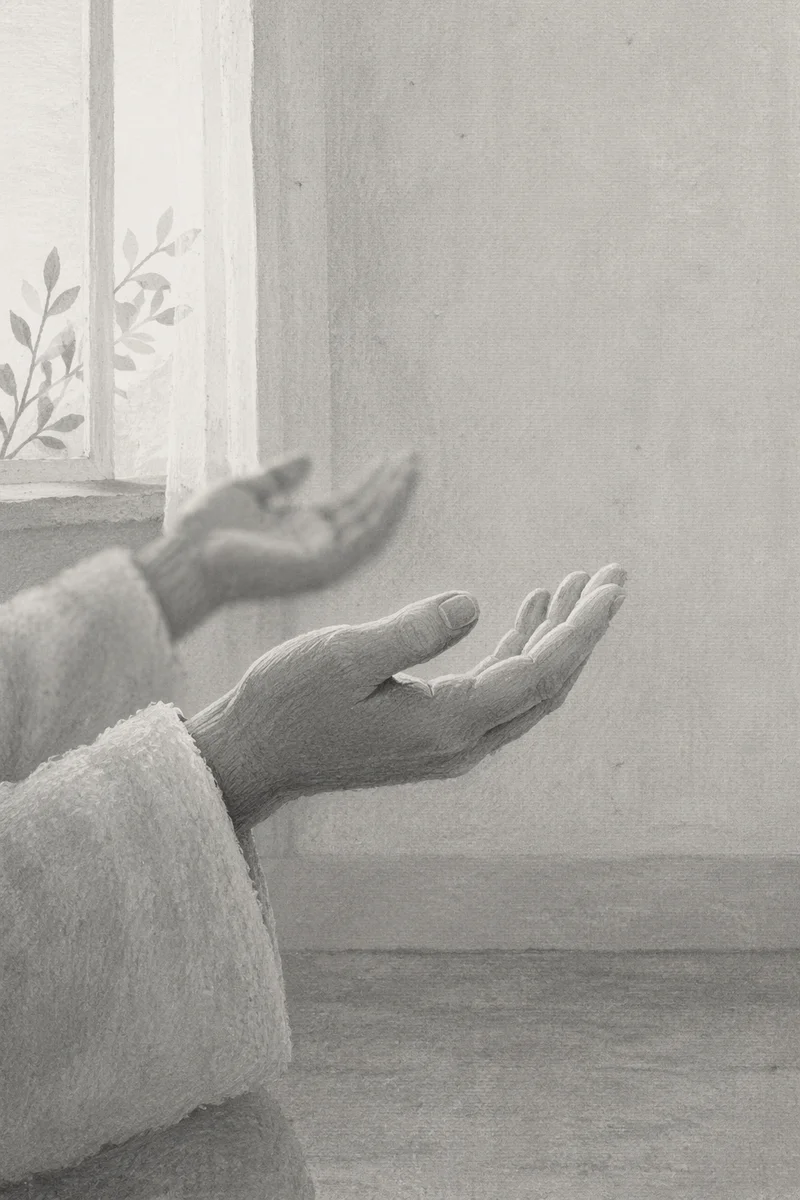 Open Praying Hands in Soft Window Light