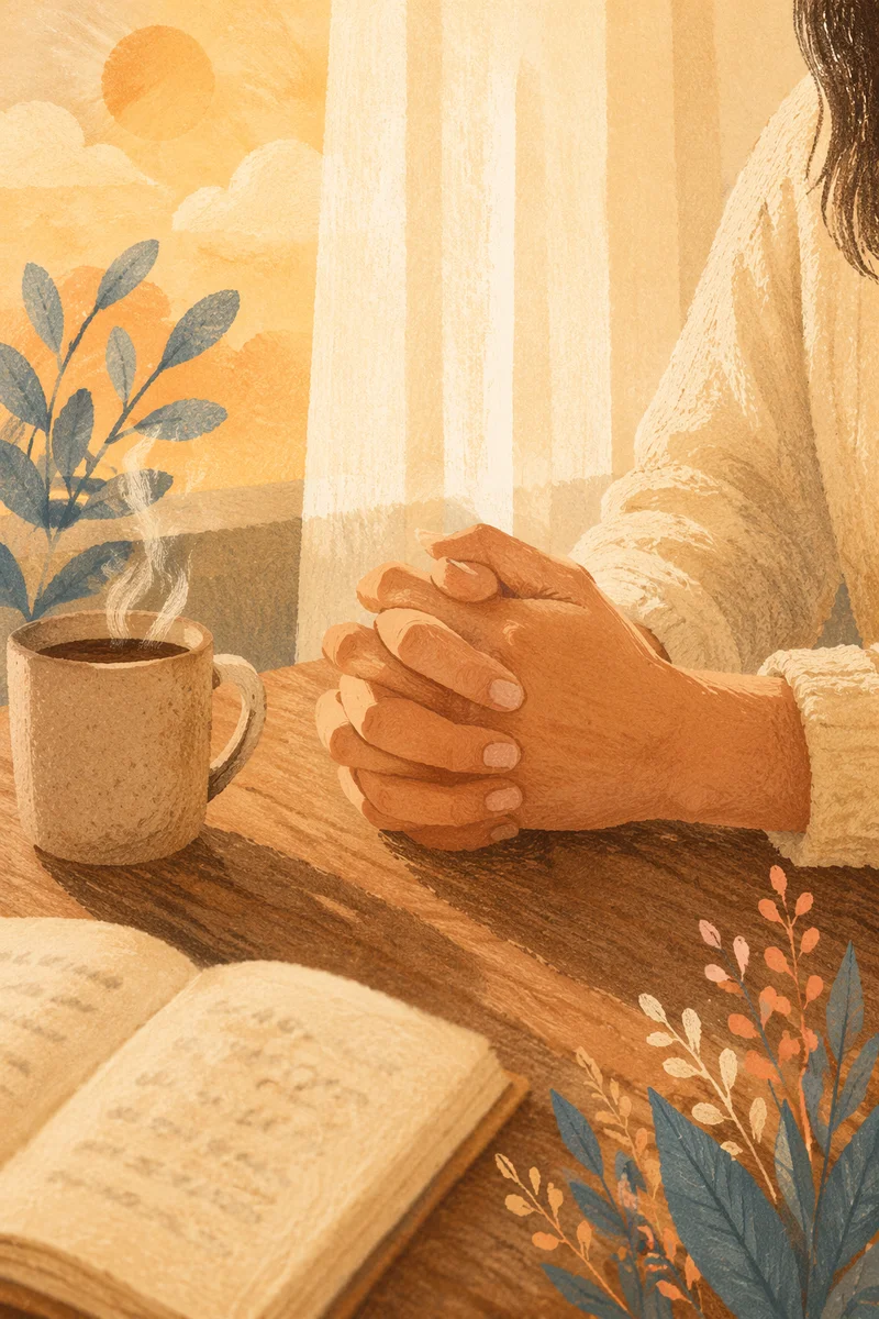 Praying Hands in Warm Morning Light