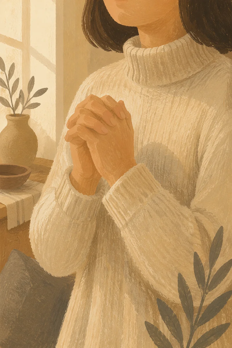Gentle Praying Hands in Soft Window Light