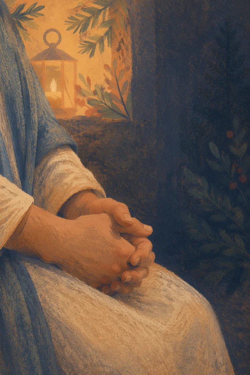 Praying Hands in Evergreen Chapel Light