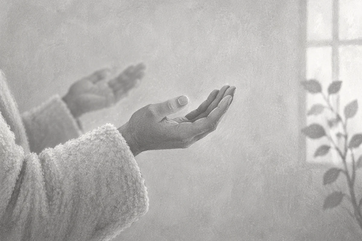Open Hands in Soft Prayer Light