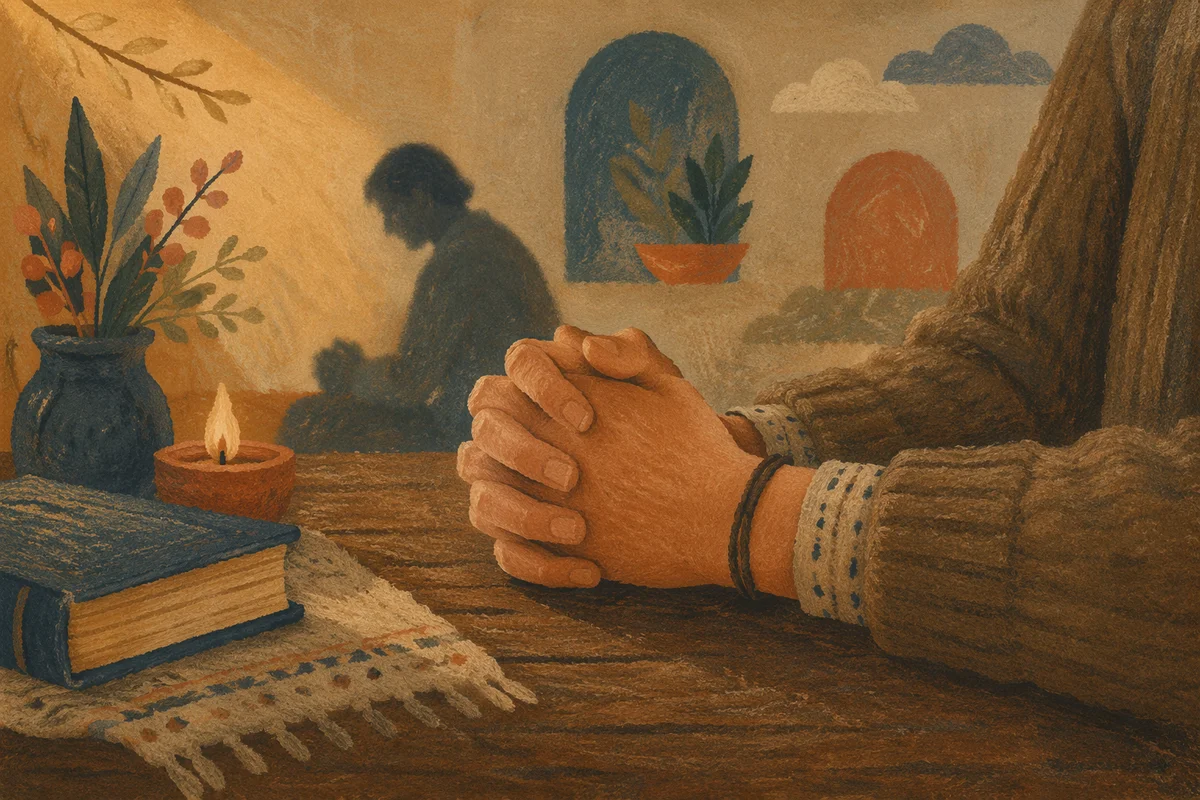 Clasped Hands in Soft Prayer Light