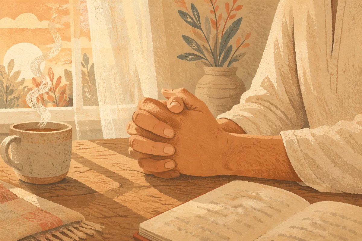 Praying Hands in Soft Morning Light