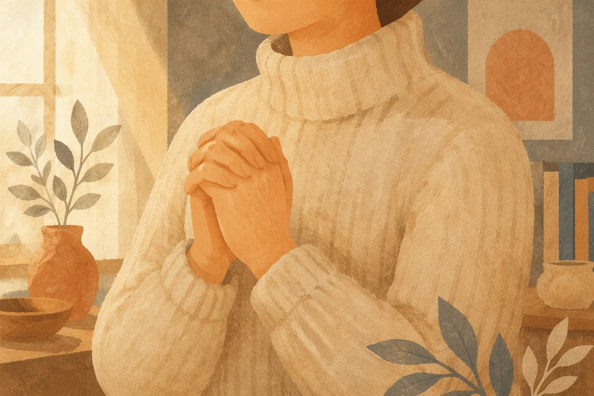 Gentle Praying Hands in Soft Window Light