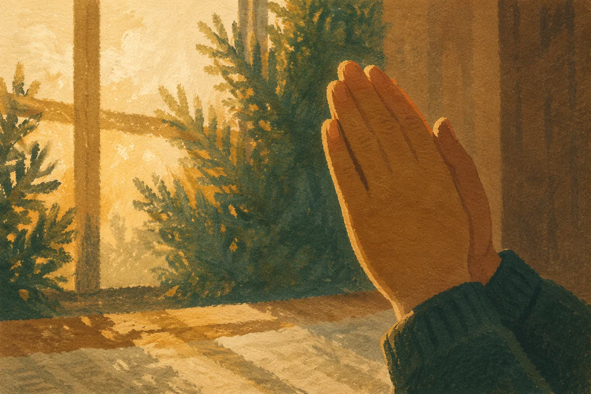 Praying Hands in Soft Morning Light