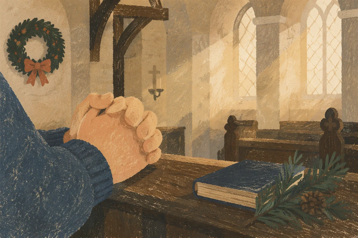 Praying Hands in Warm Chapel Light