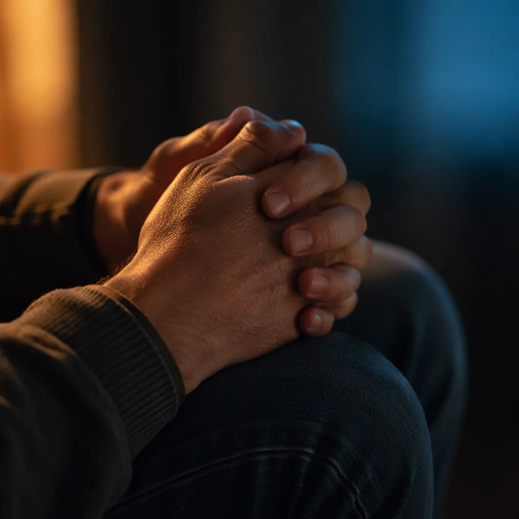 Quiet Praying Hands in Soft Light