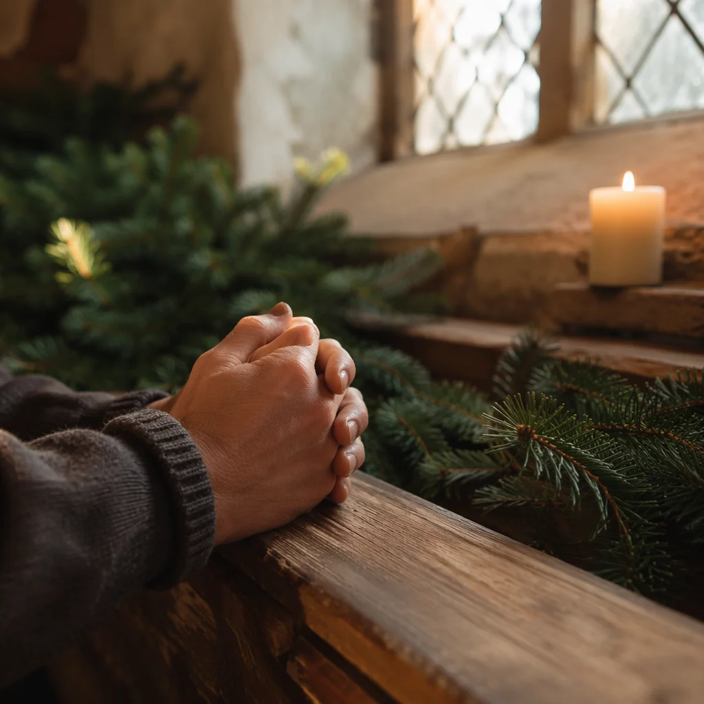 Praying Hands by Evergreen Candlelight