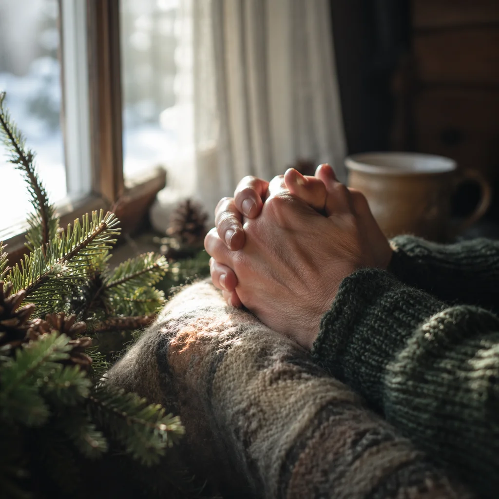 Praying Hands by Evergreen Winter Window