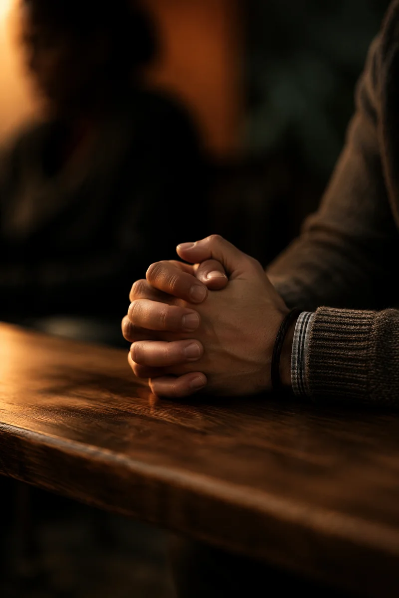 Praying Hands in Warm Soft Light