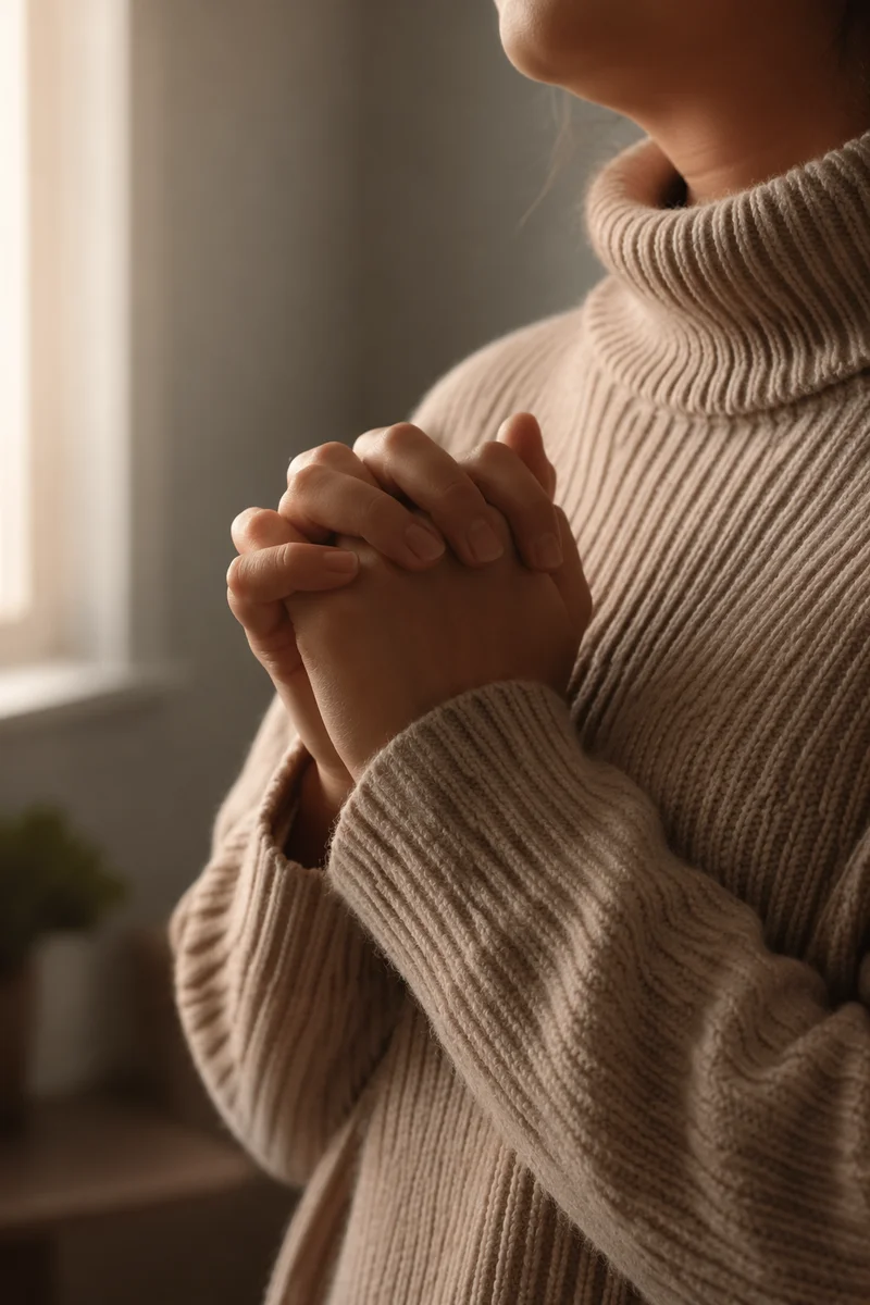 Hands Praying in Soft Window Light