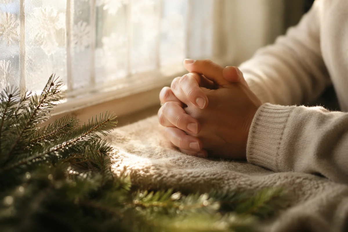 Praying Hands in Soft Winter Light