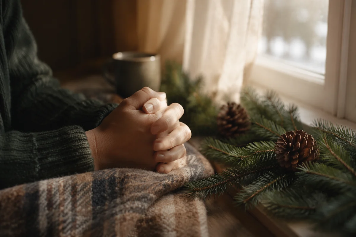 Praying Hands by Winter Window