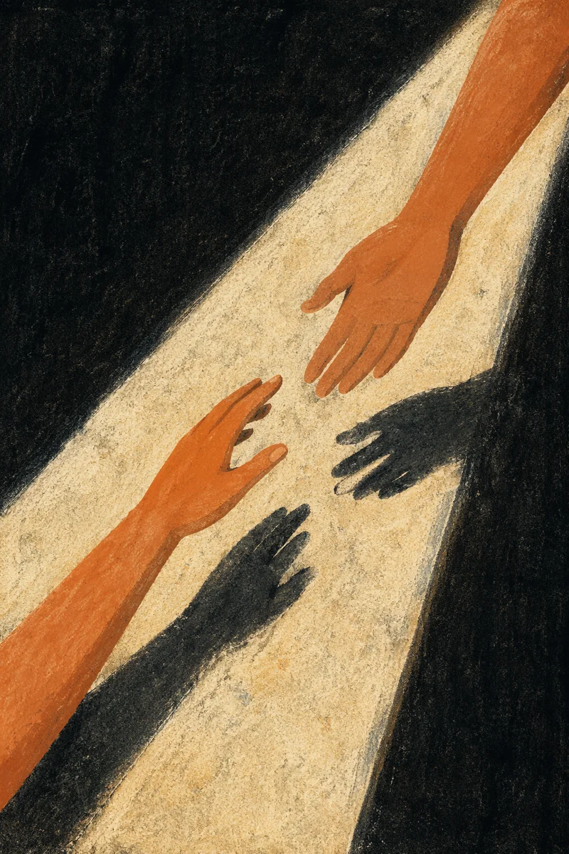 Hands Reaching Toward Sunlit Hope