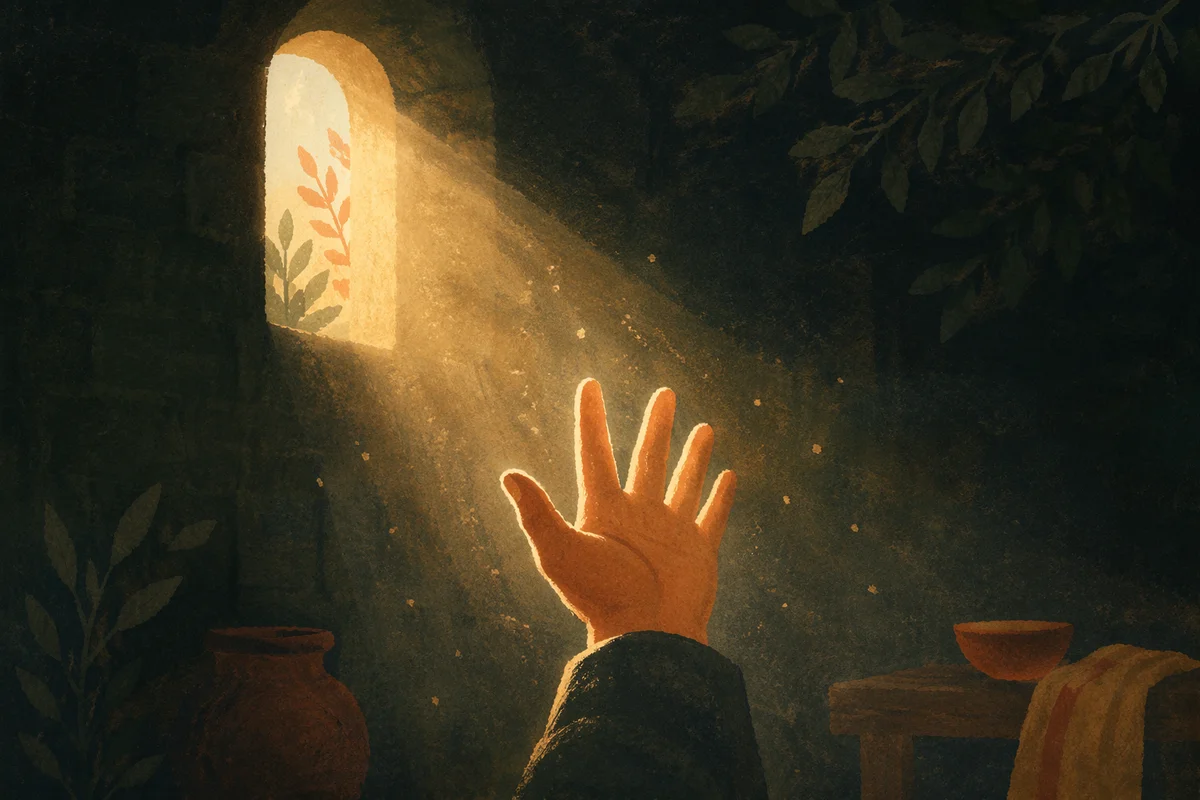 Hand Reaching Toward Hopeful Sunlight