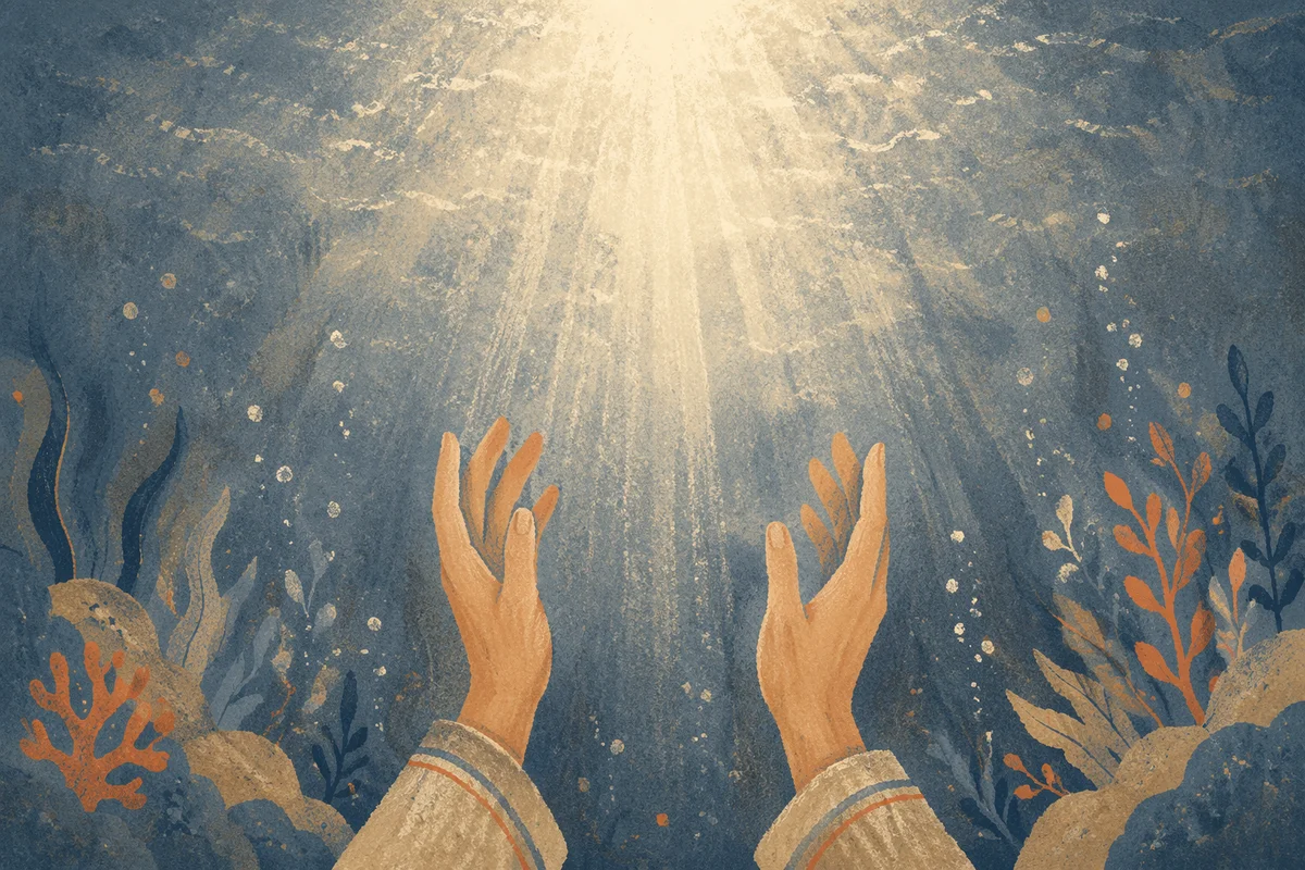 Hands Reaching Toward Radiant Hope