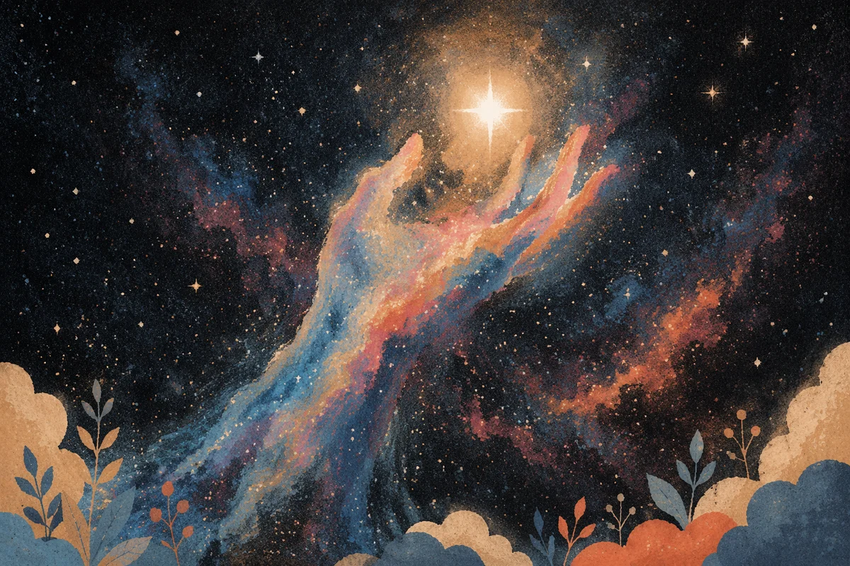 Hand Shaped Nebula Reaching Toward Divine Light