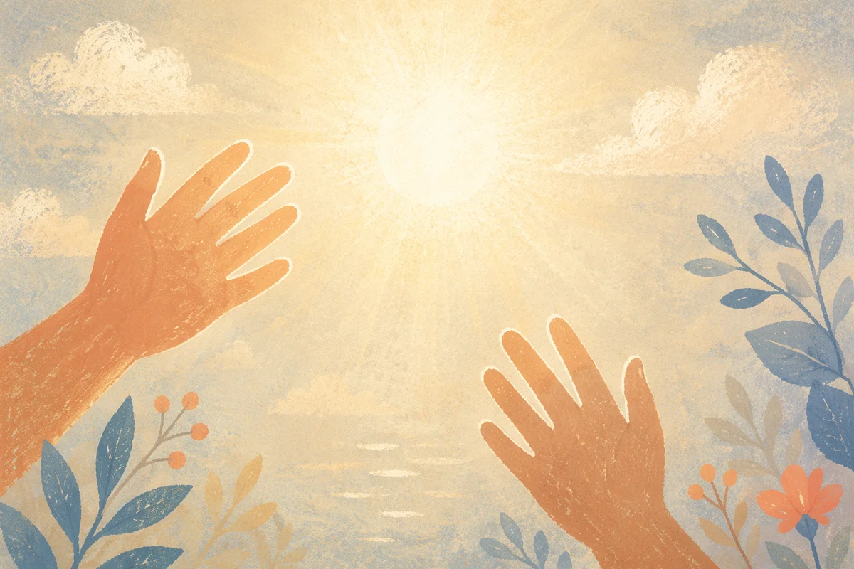 Hands Reaching Toward Gentle Sunlight