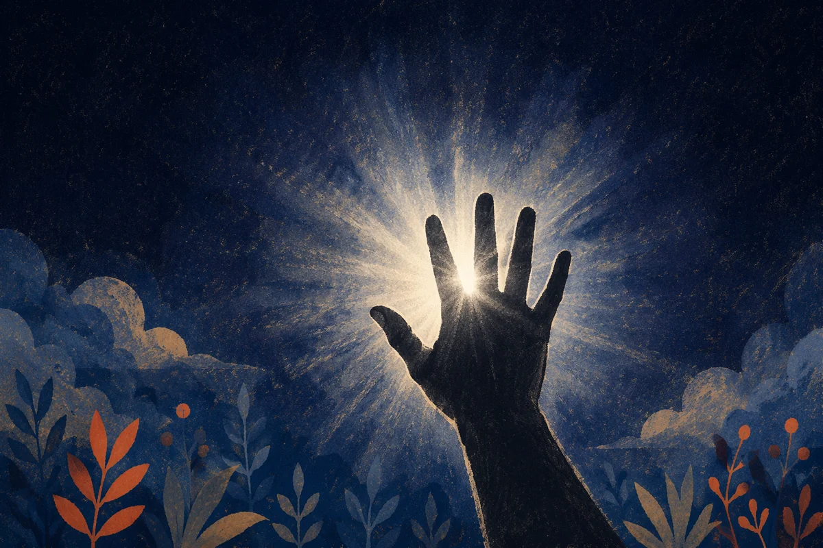 Hand Reaching Toward Eternal Light