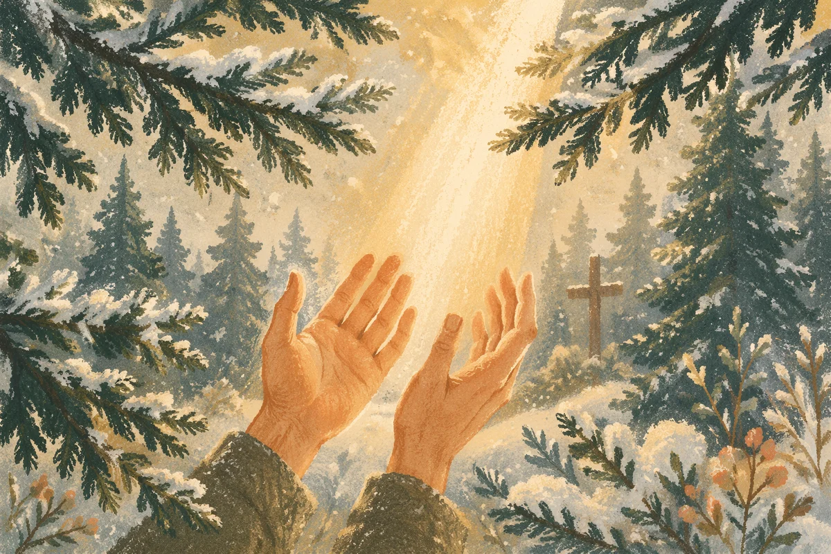 Hands Reaching Toward Winter Morning Light