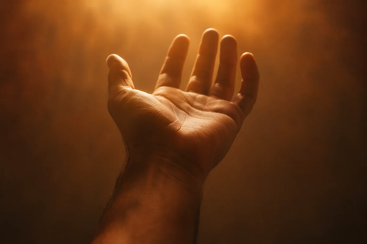 Open Hand Reaching Toward Warm Light