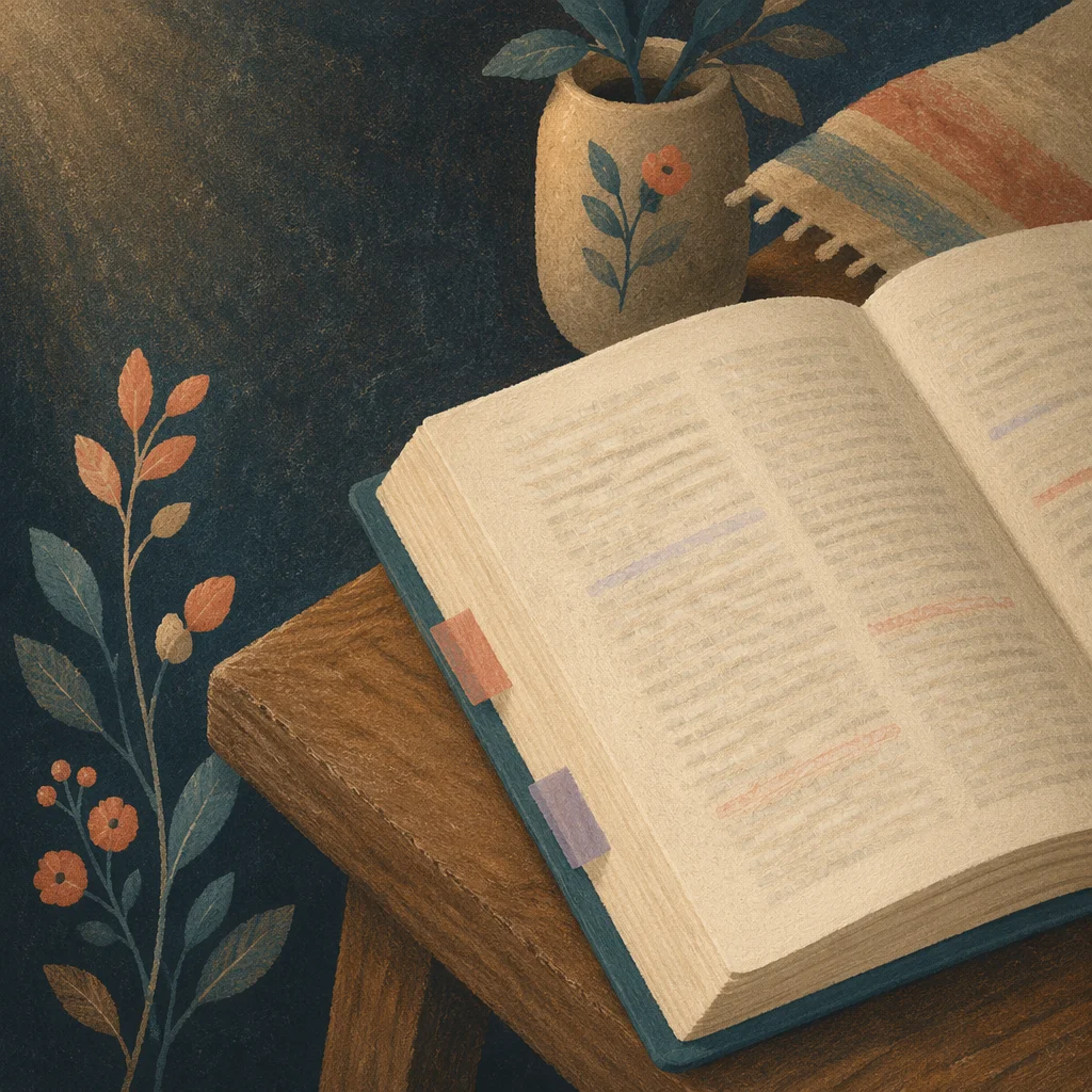 Open Study Book with Page Markers