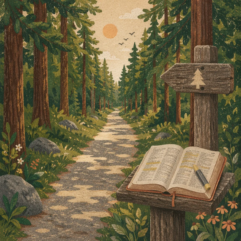 Highlighted Scripture Marker on Evergreen Path