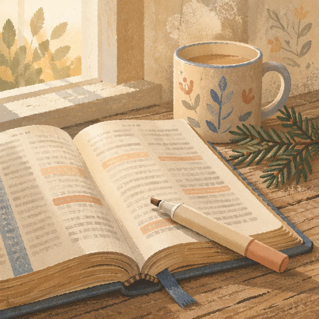 Highlighted Bible Passages with Evergreen Accent