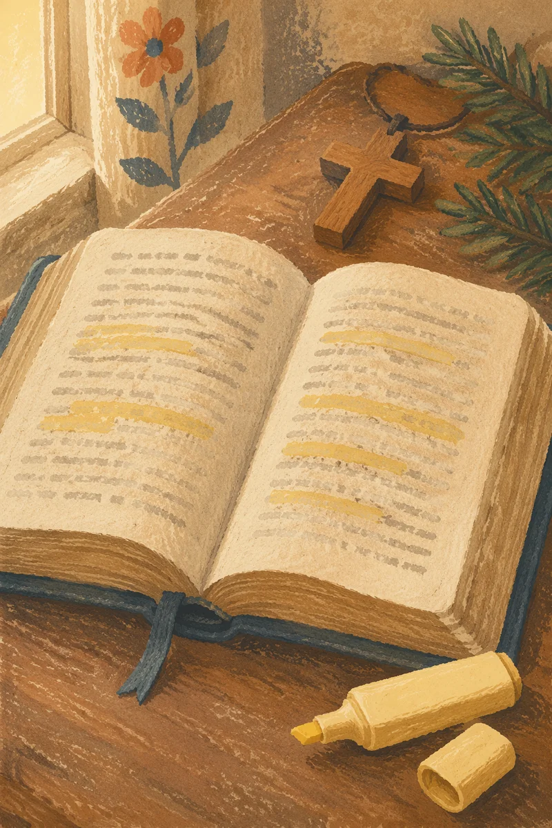 Highlighted Bible Passages with Evergreen Cross