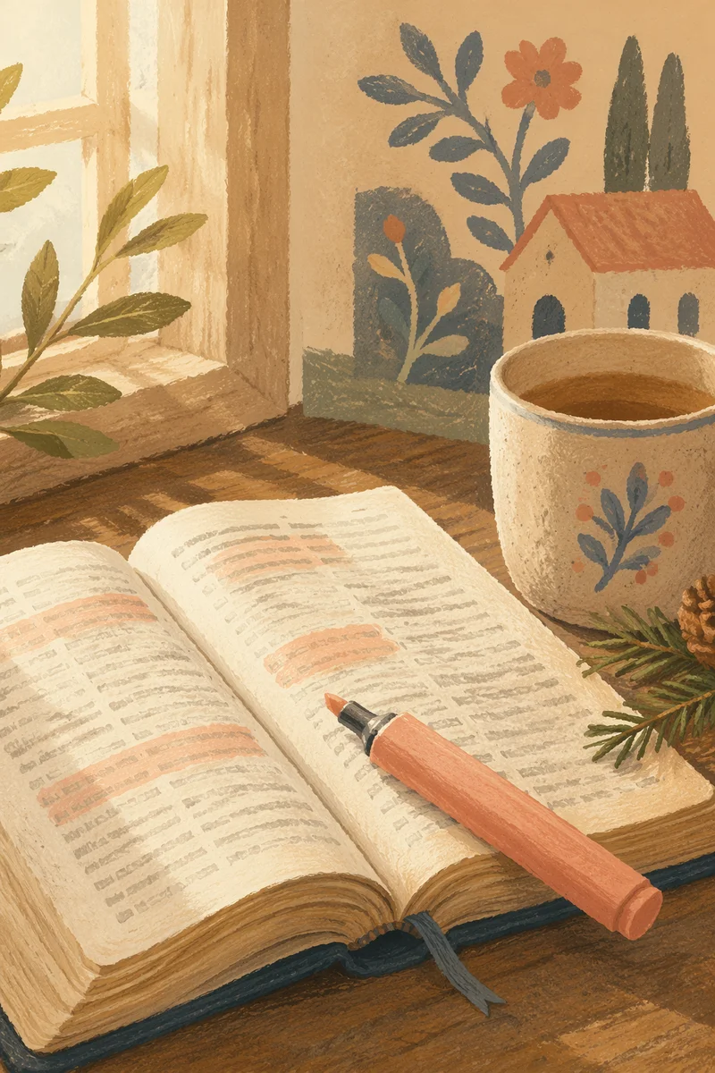 Highlighted Bible Passages with Evergreen Accent