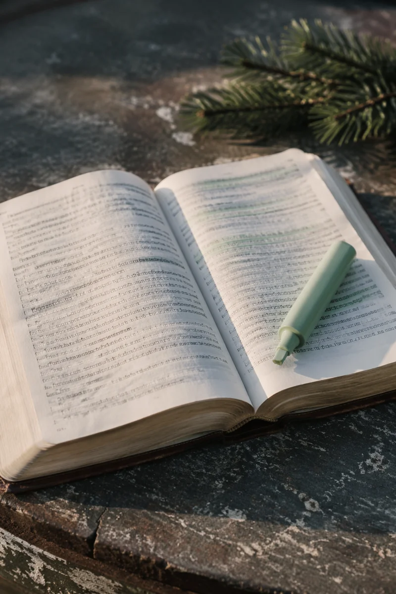 Evergreen Highlighted Bible Study Close Up