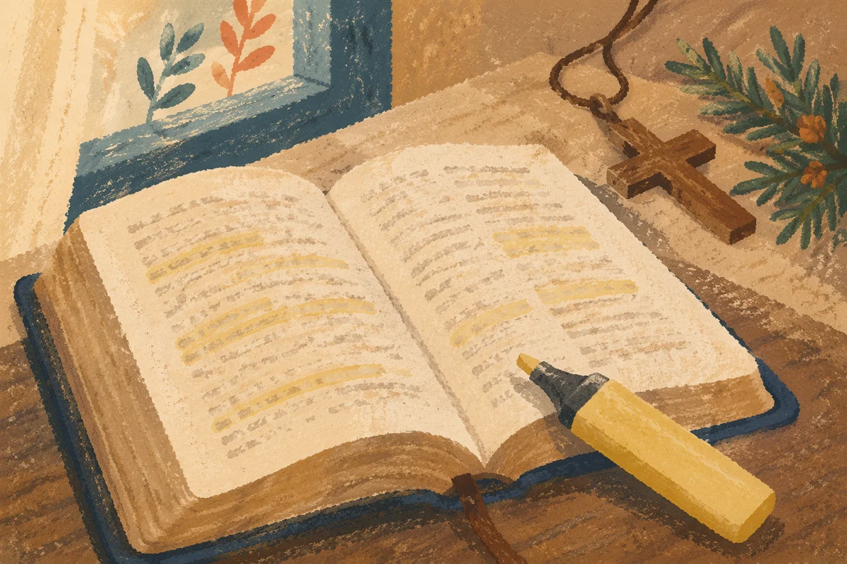 Highlighted Bible Passages with Evergreen Cross