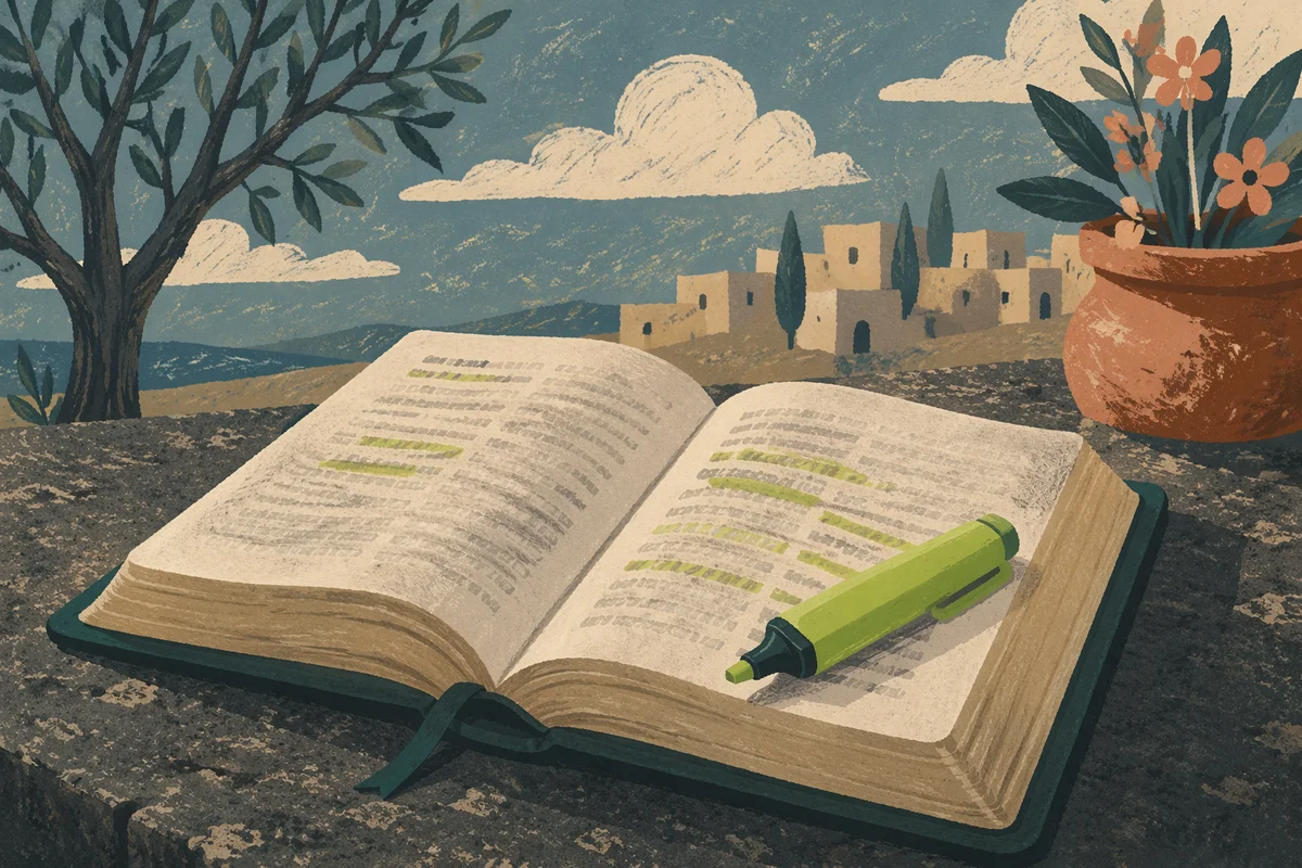 Highlighted Bible Passages with Green Marker