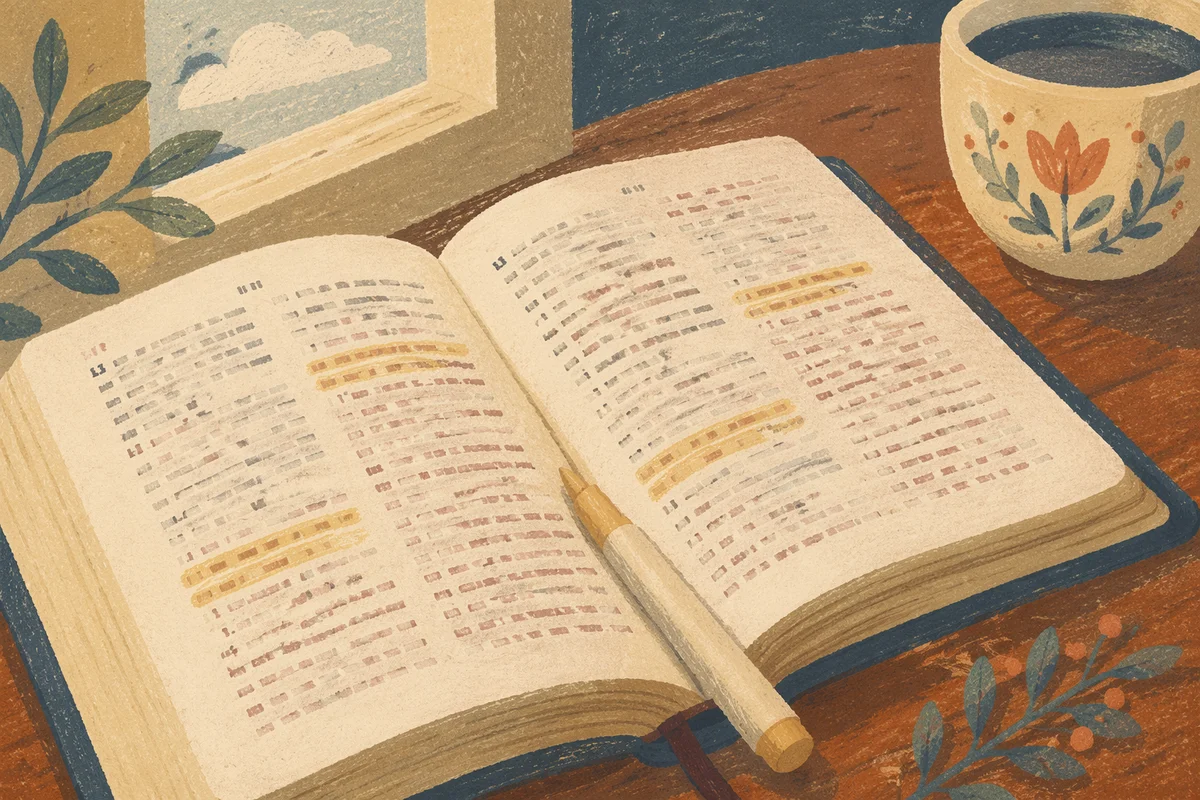 Highlighted Bible Passages with Yellow Marker