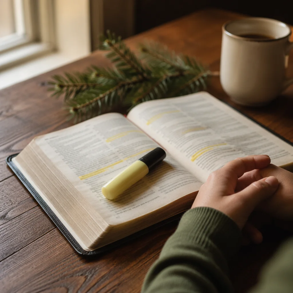 Highlighted Bible Passages with Evergreen Accent